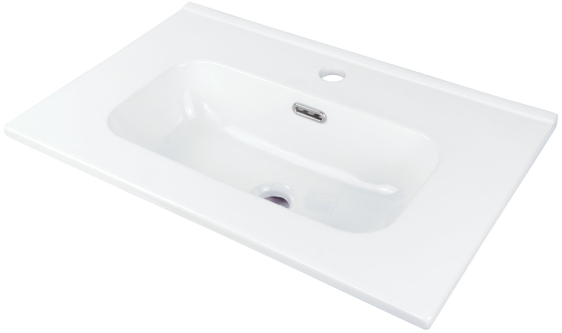 Ceramic washbasin, recessed, with tap shelf - 60 cm
