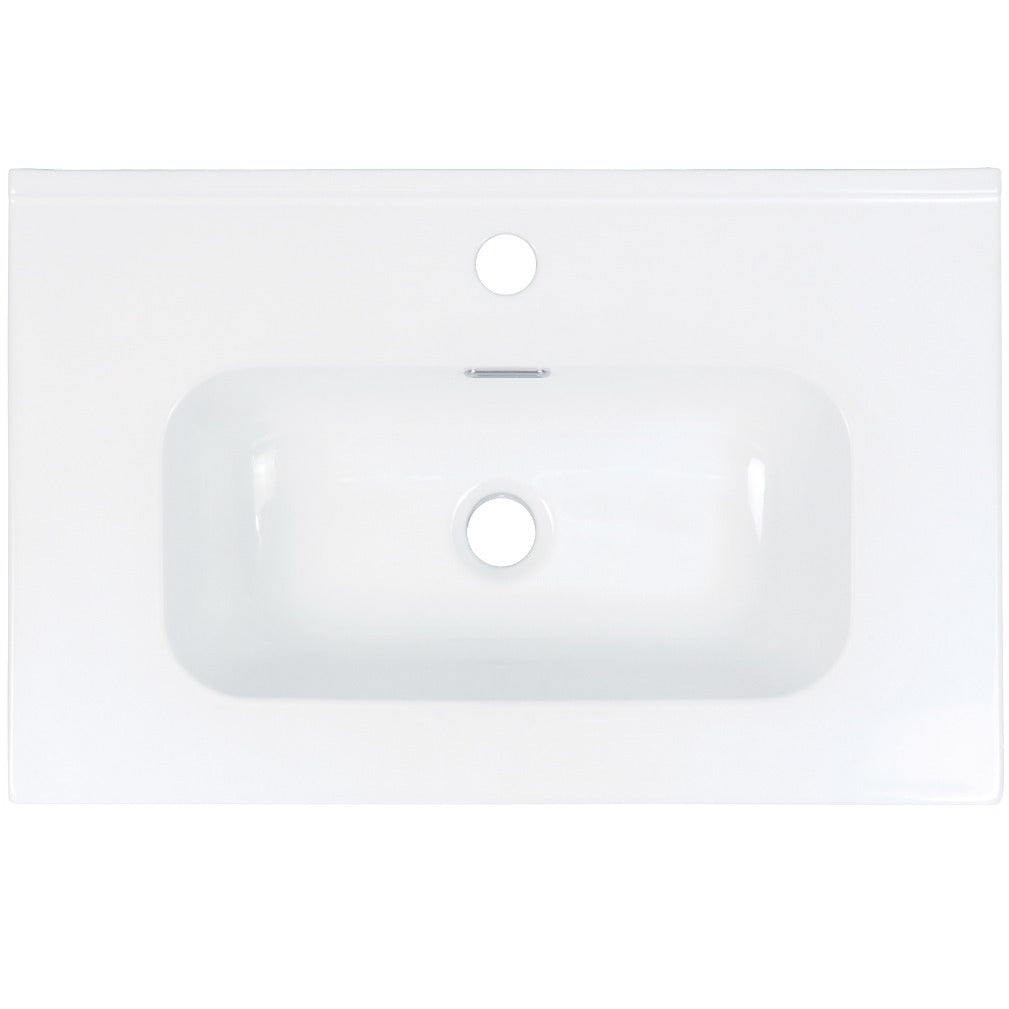 Ceramic washbasin, recessed, with tap shelf - 60 cm