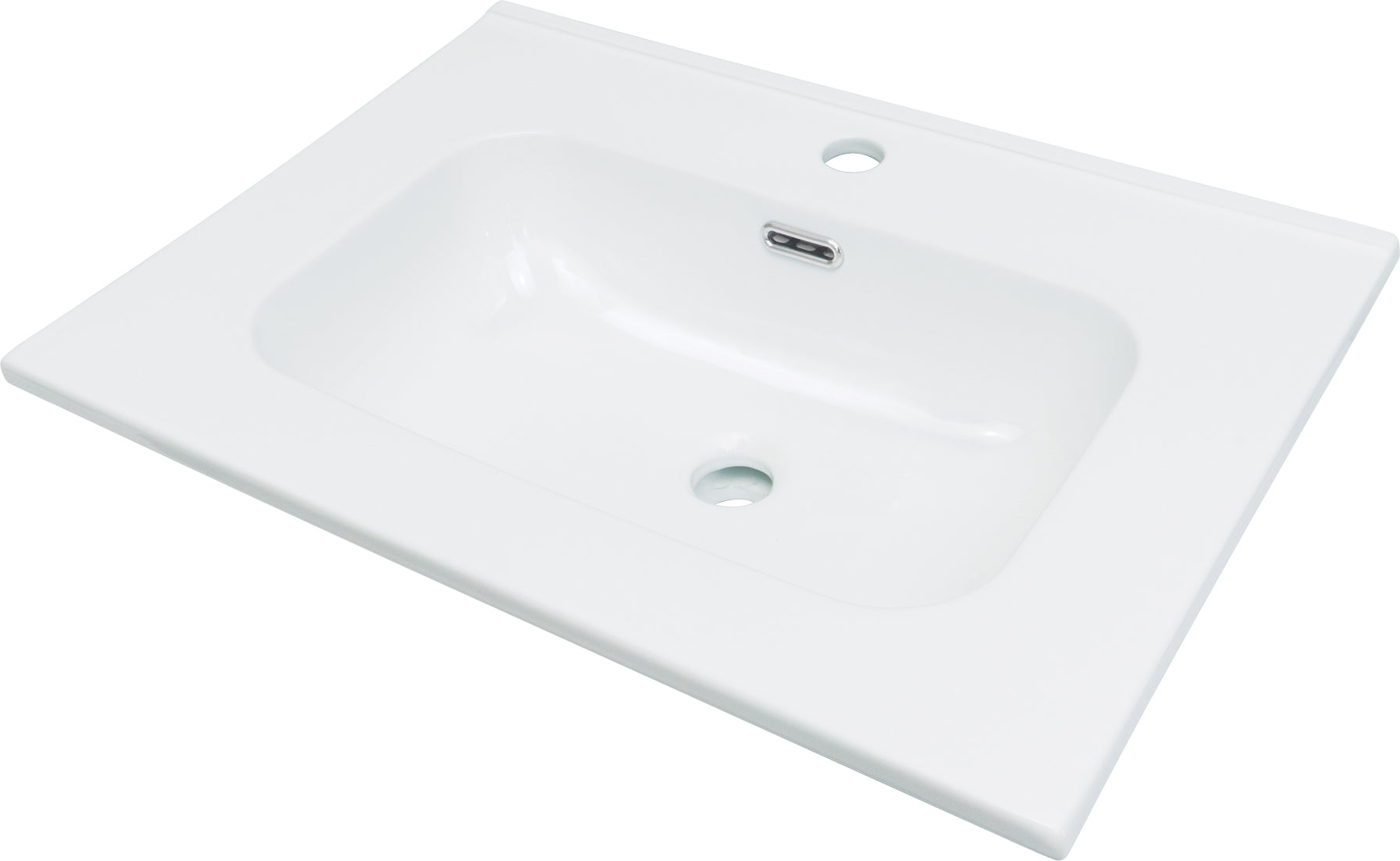 Ceramic washbasin, recessed, with tap shelf - 60 cm