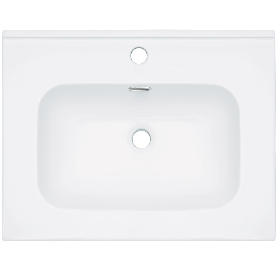 Ceramic washbasin, recessed, with tap shelf - 60 cm