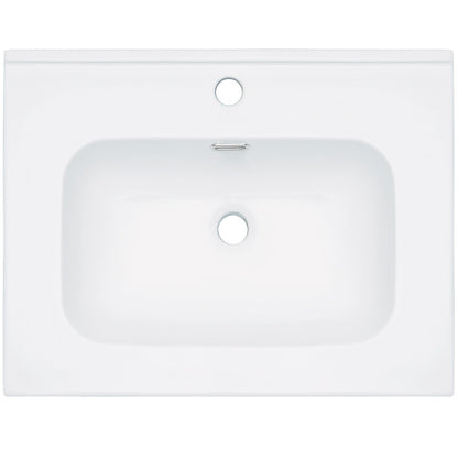 Ceramic washbasin, recessed, with tap shelf - 60 cm