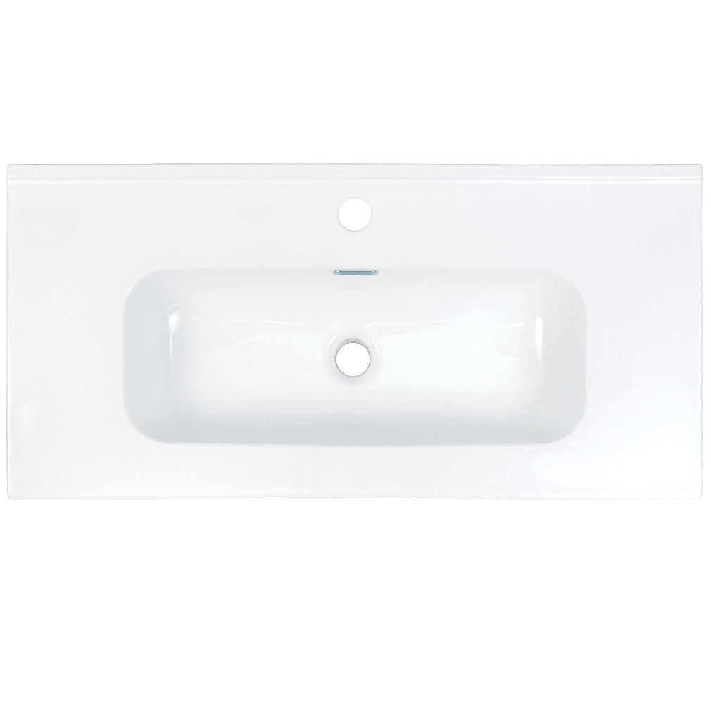 Ceramic washbasin, recessed, with tap shelf - 80 cm