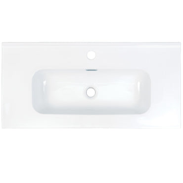 Ceramic washbasin, recessed, with tap shelf - 80 cm