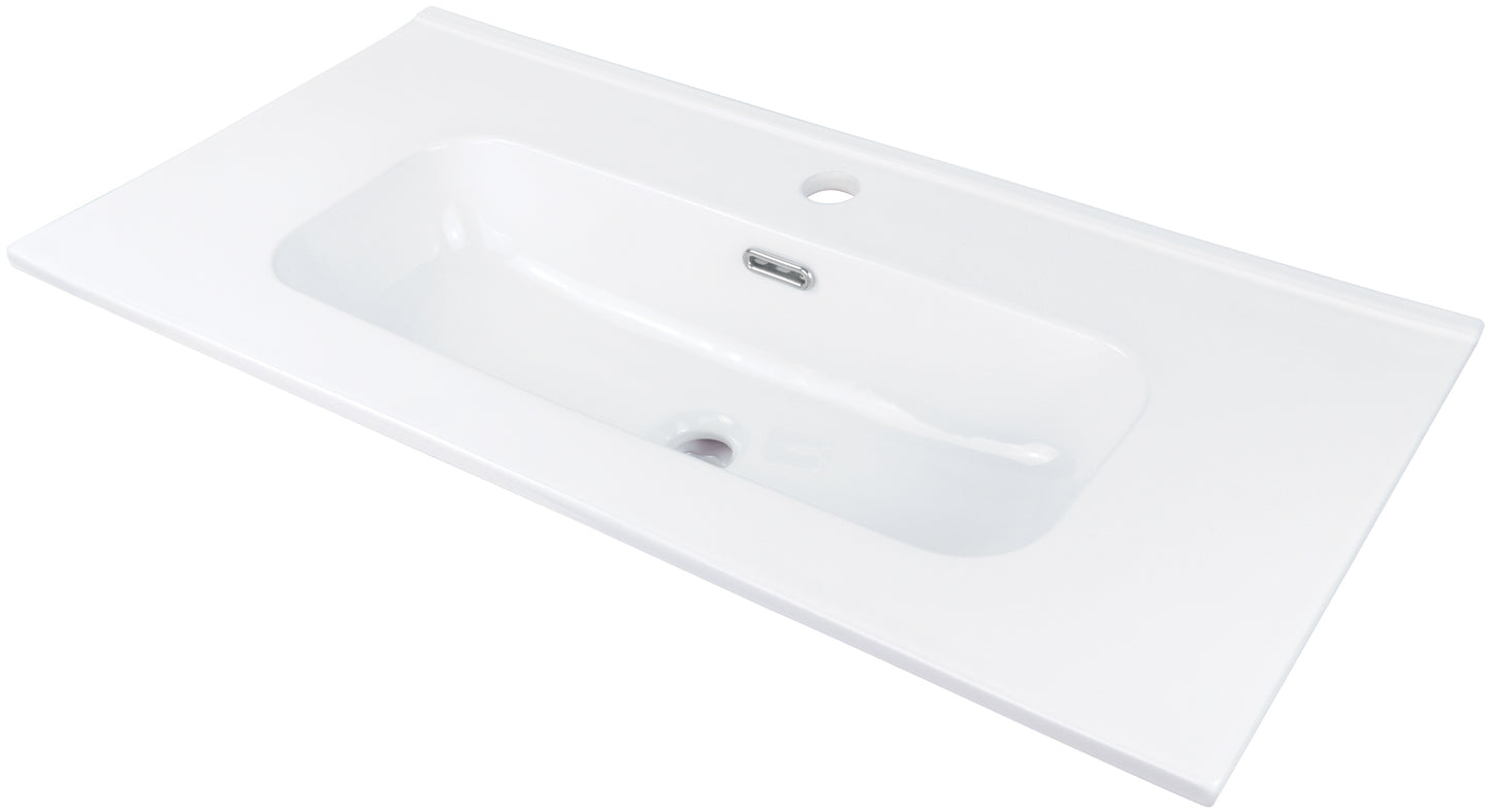 Ceramic washbasin, recessed, with tap shelf - 80 cm