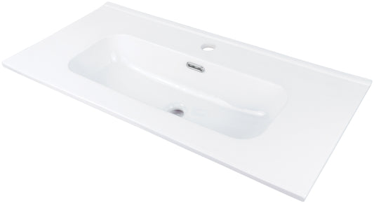 Ceramic washbasin, recessed, with tap shelf - 80 cm