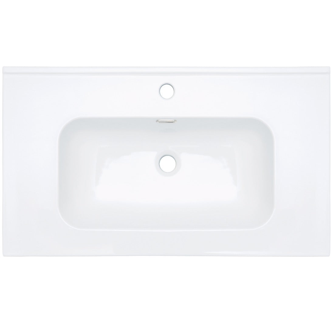 Ceramic washbasin, recessed, with tap shelf - 80 cm