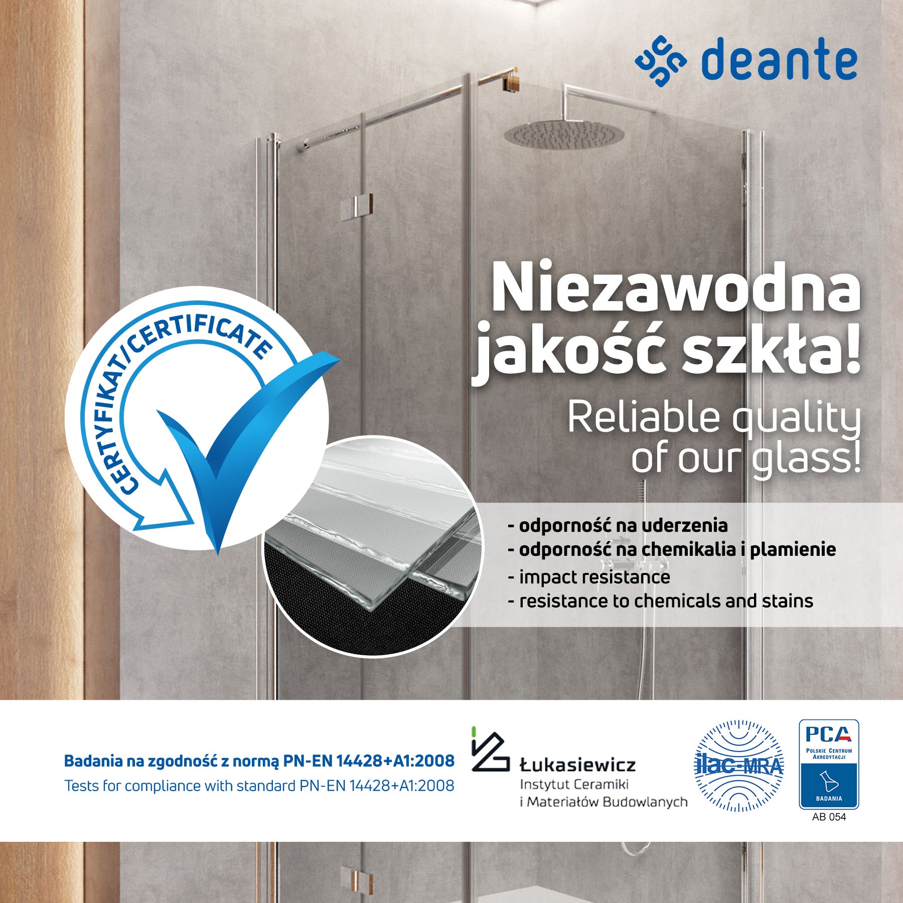 Shower doors, 100 cm - hinged