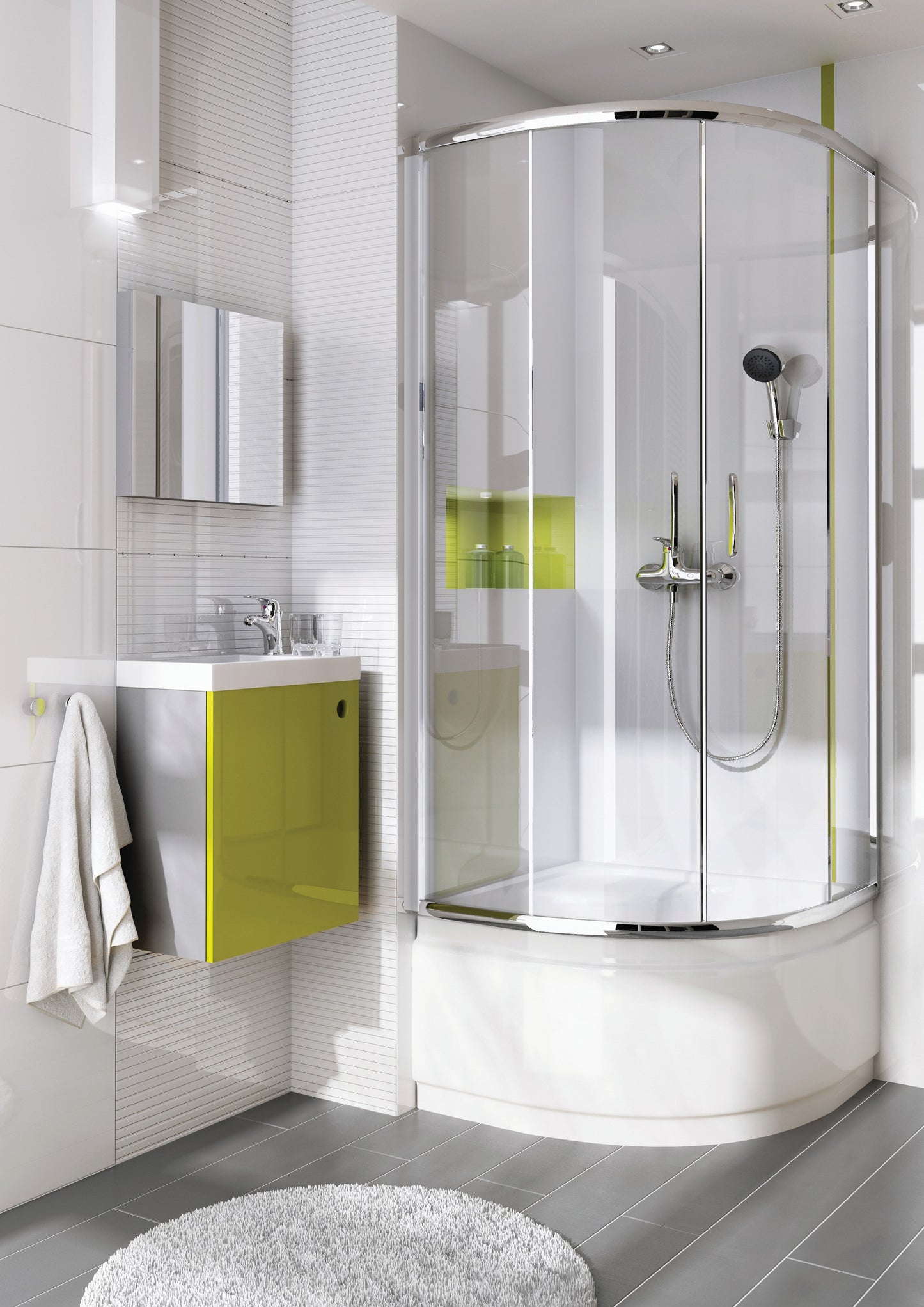 Shower cabin, half round, 80x80 cm
