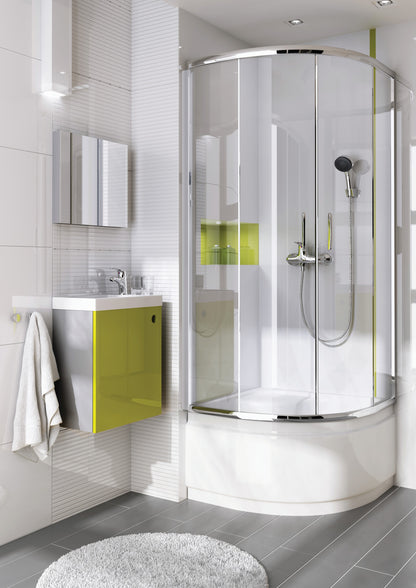 Shower cabin, half round, 80x80 cm
