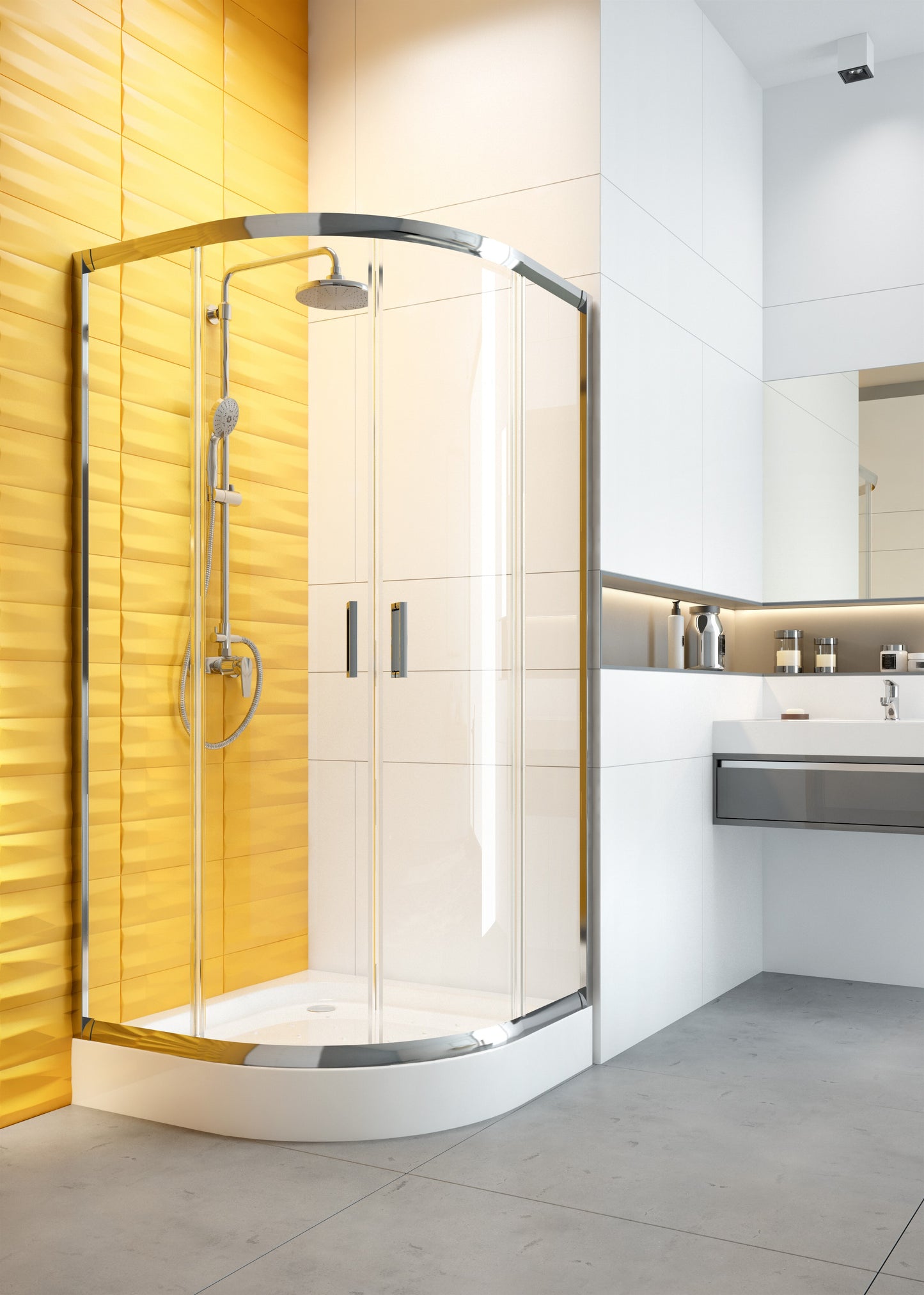 Acrylic shower tray, half round, 90 cm