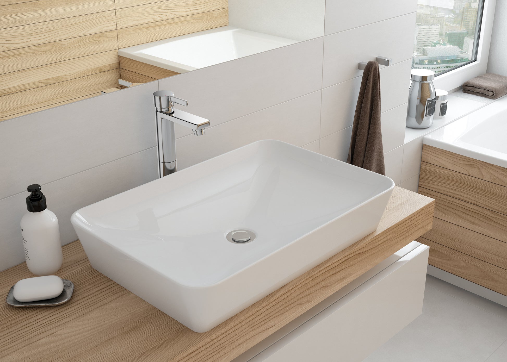 Ceramic washbasin, countertop - 60x40 cm