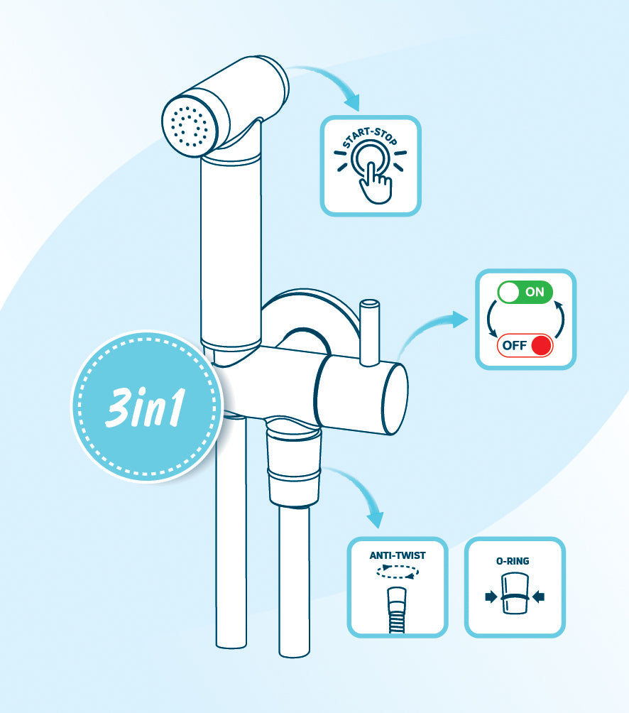 Bidetta set, with fixed bracket, with angular connector - hand shower holder