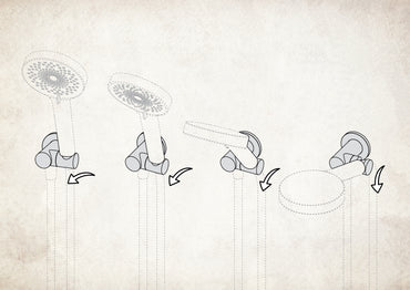 Angled hose connector, round, with hand shower holder