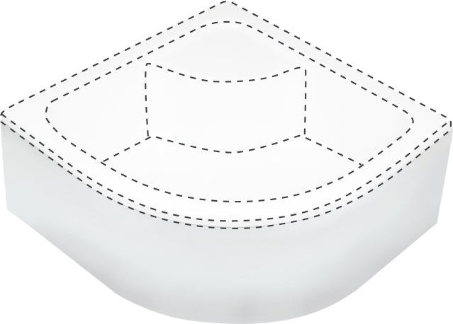 Shower tray cover, half round, 90x90 cm