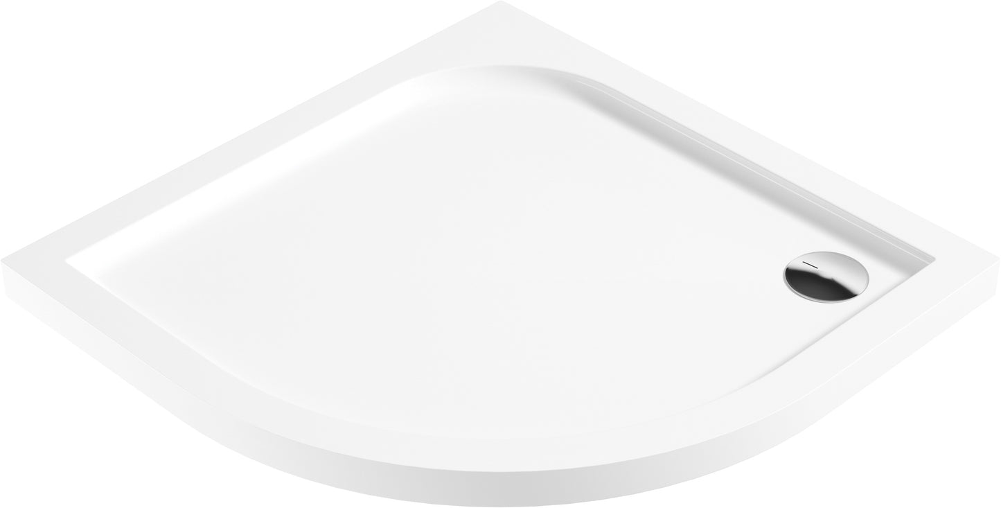 Acrylic shower tray, half round, 80x80 cm