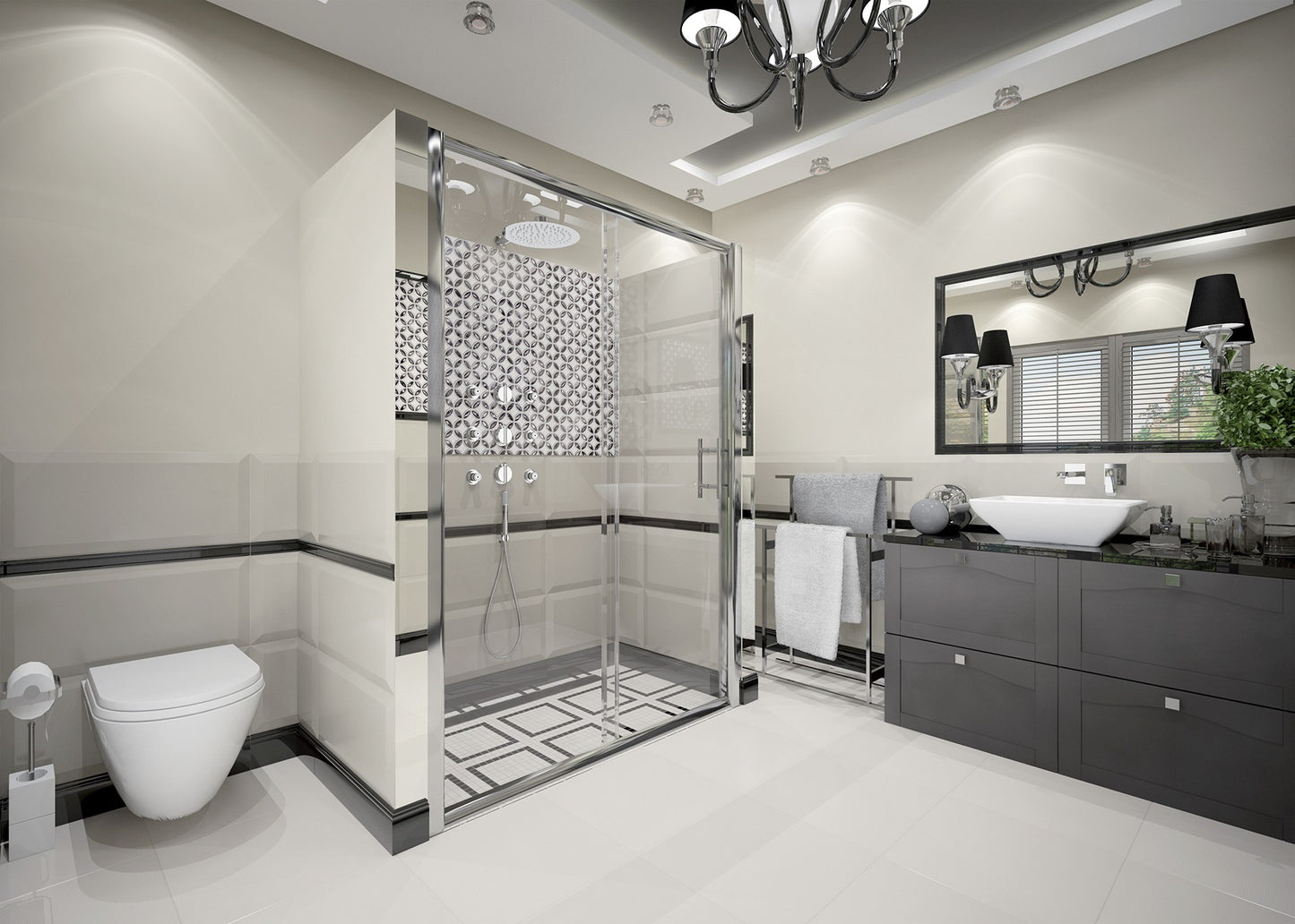 Shower doors, recessed, 120 cm - sliding