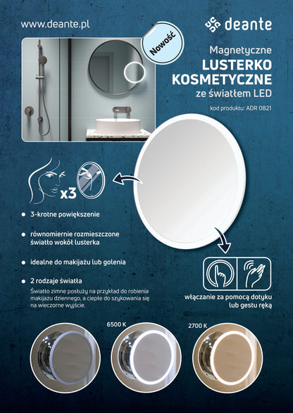 Cosmetic mirror, magnetic - LED light