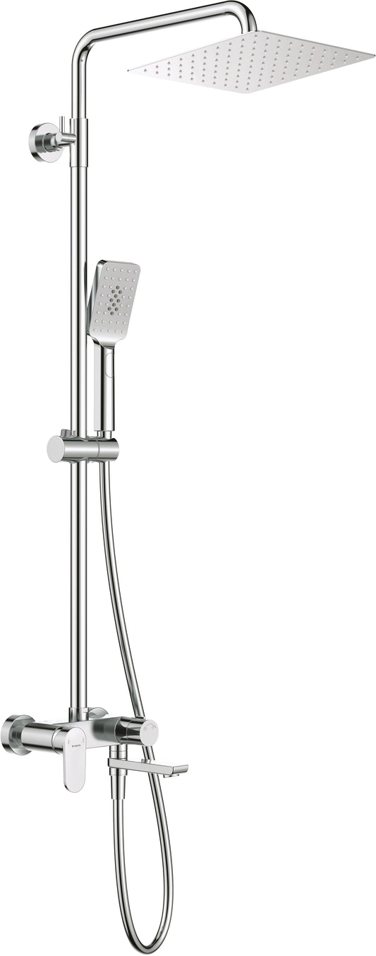 Shower column, with bathtub mixer - movable spout