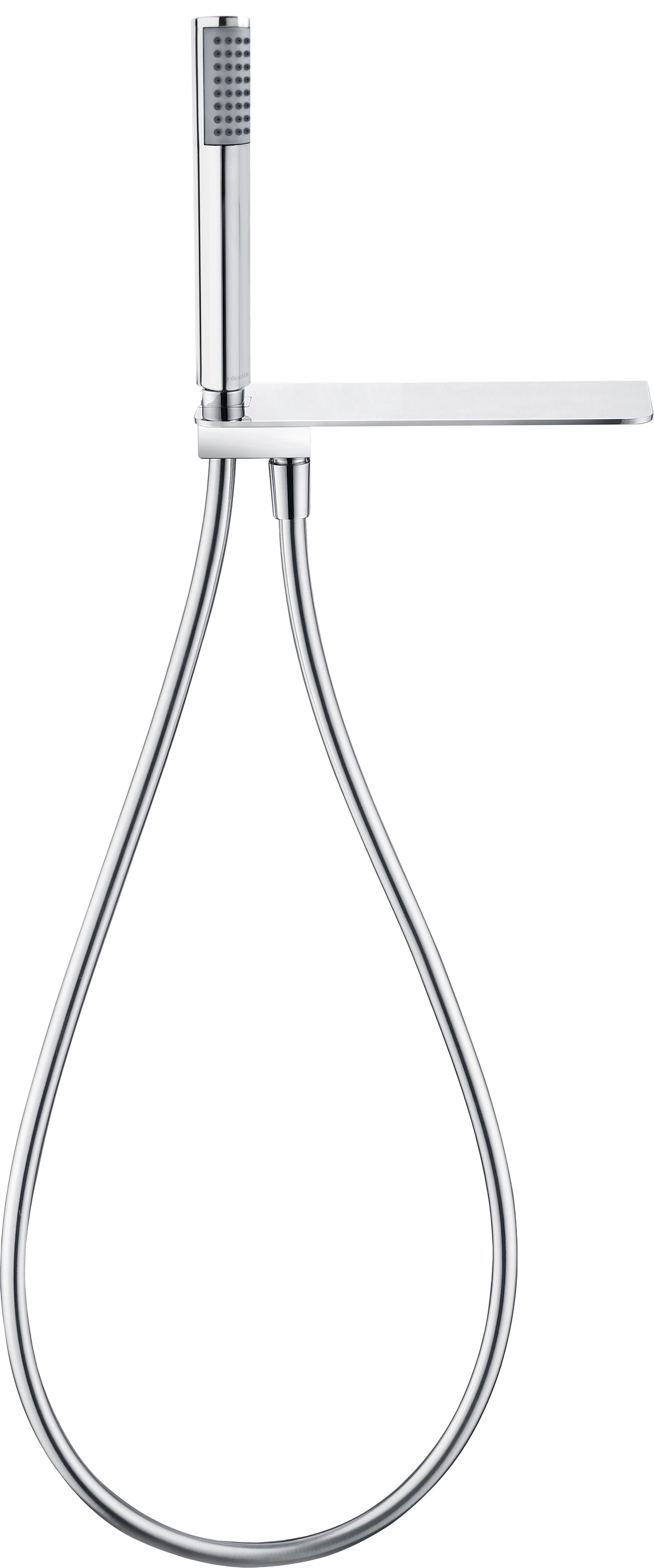 Angled hose connector, with shower set, with shelf