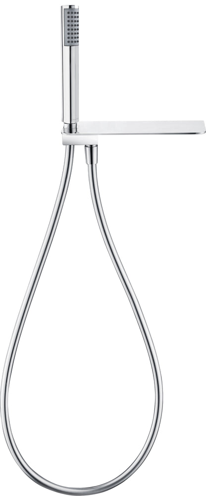 Angled hose connector, with shower set, with shelf