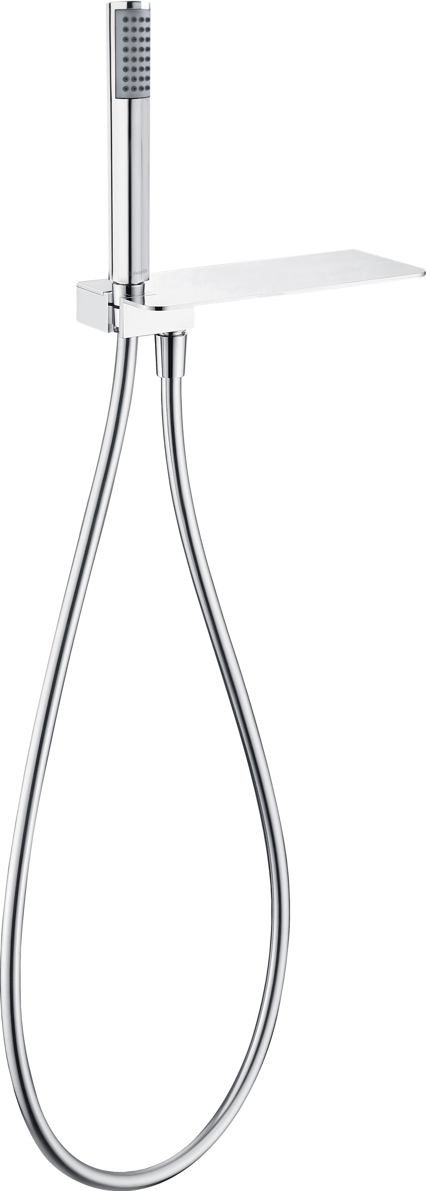 Angled hose connector, with shower set, with shelf