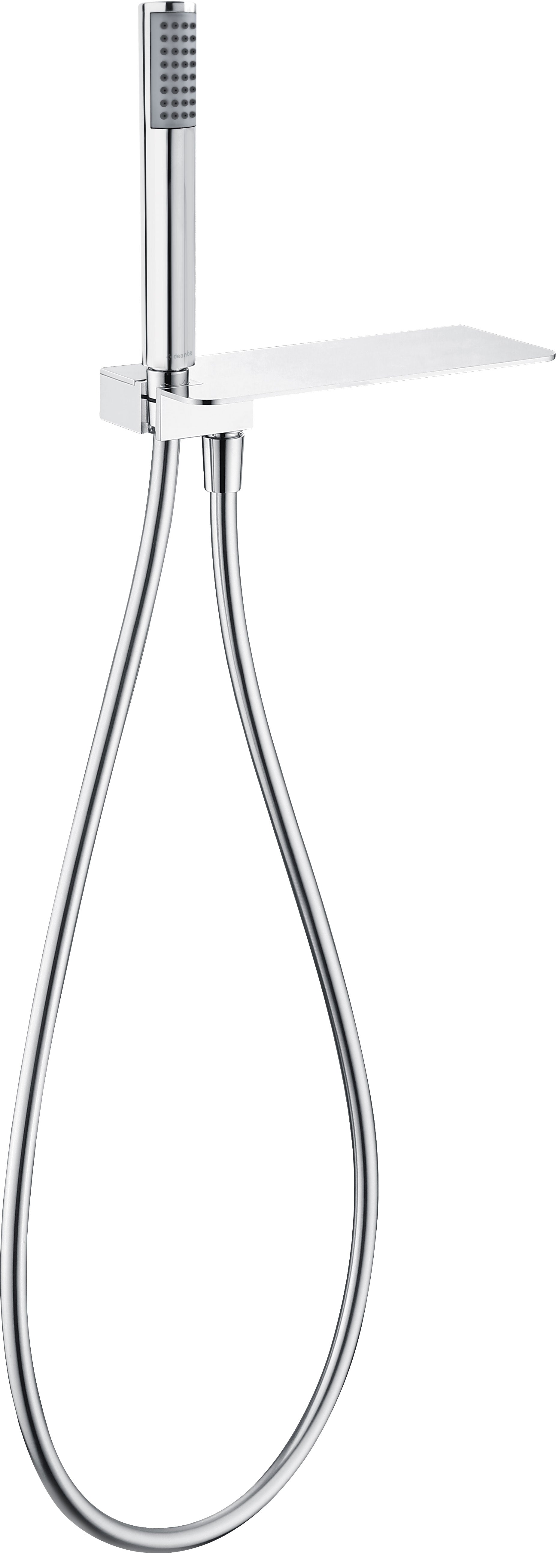 Angled hose connector, with shower set, with shelf