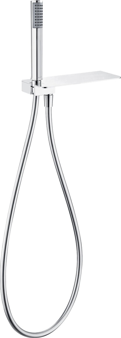 Angled hose connector, with shower set, with shelf