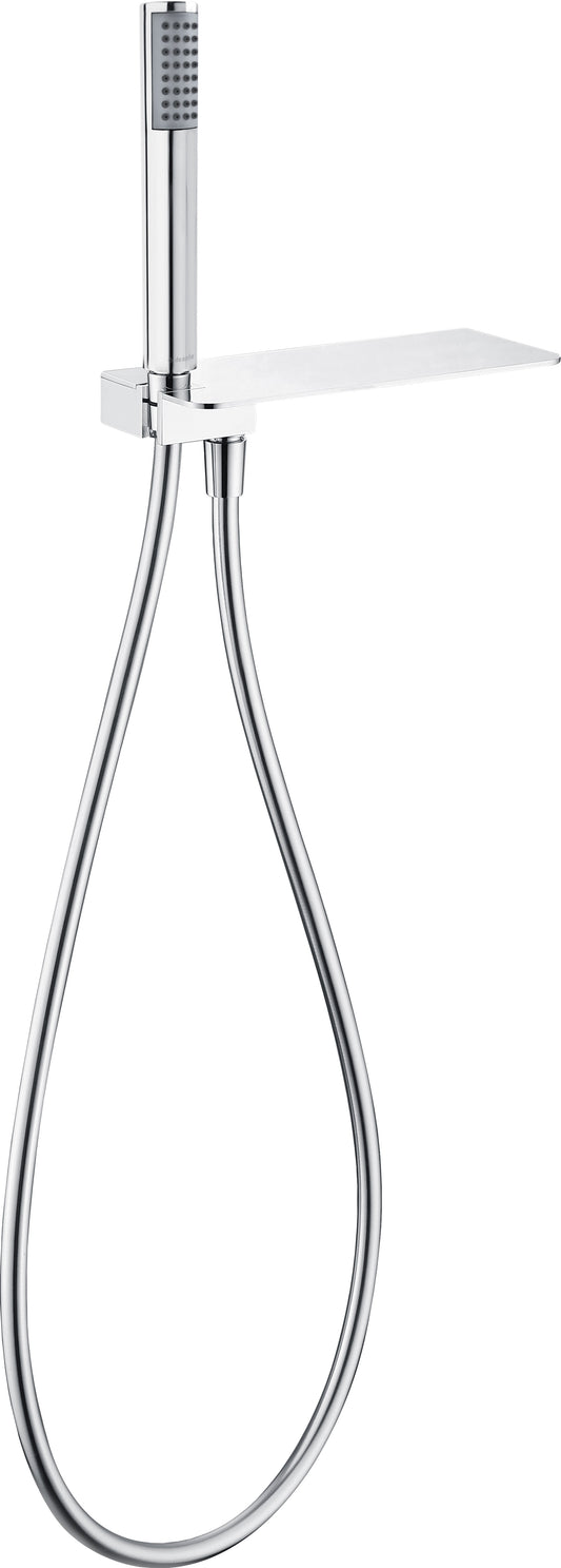 Angled hose connector, with shower set, with shelf