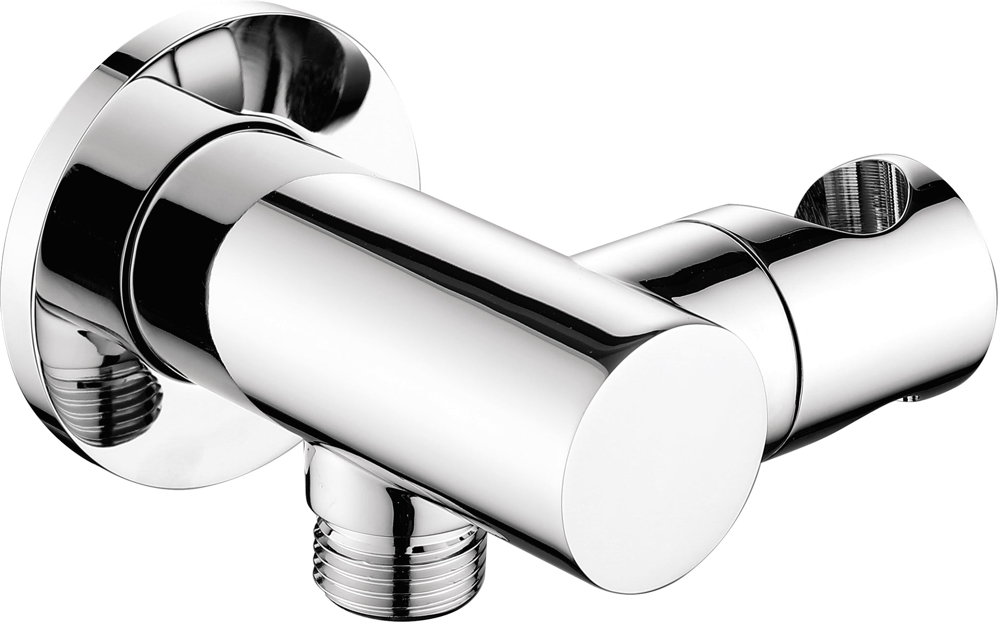 Angled hose connector, round, with hand shower holder