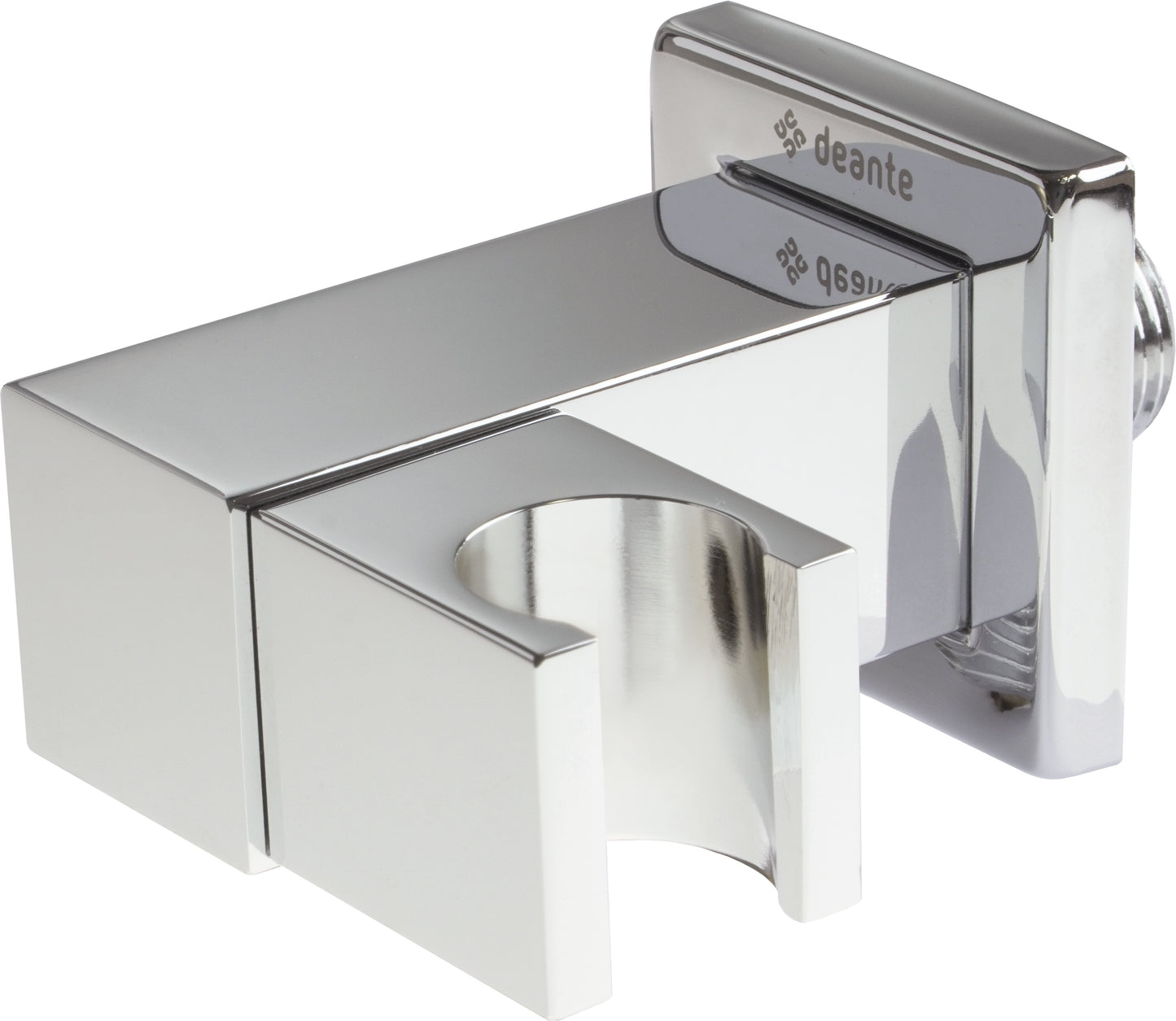 Angled hose connector, square, with hand shower holder