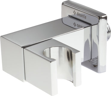 Angled hose connector, square, with hand shower holder