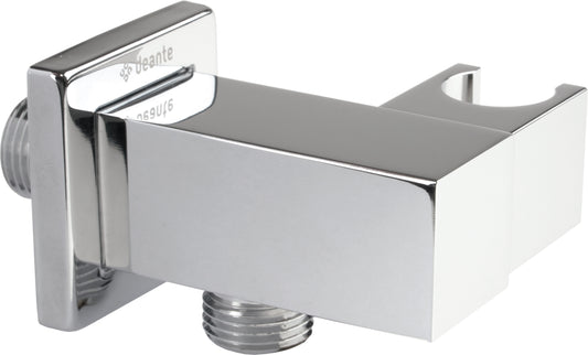 Angled hose connector, square, with hand shower holder