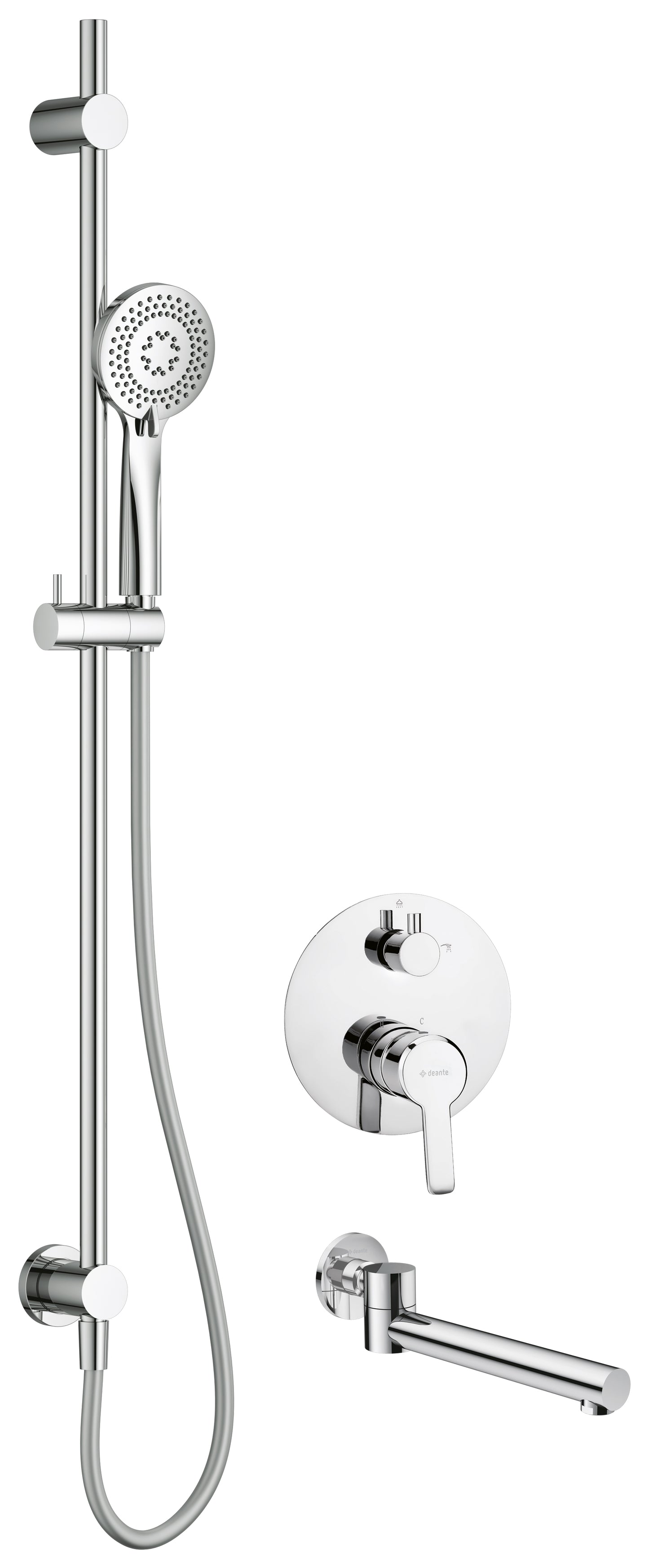 Concealed shower set, with bath spout