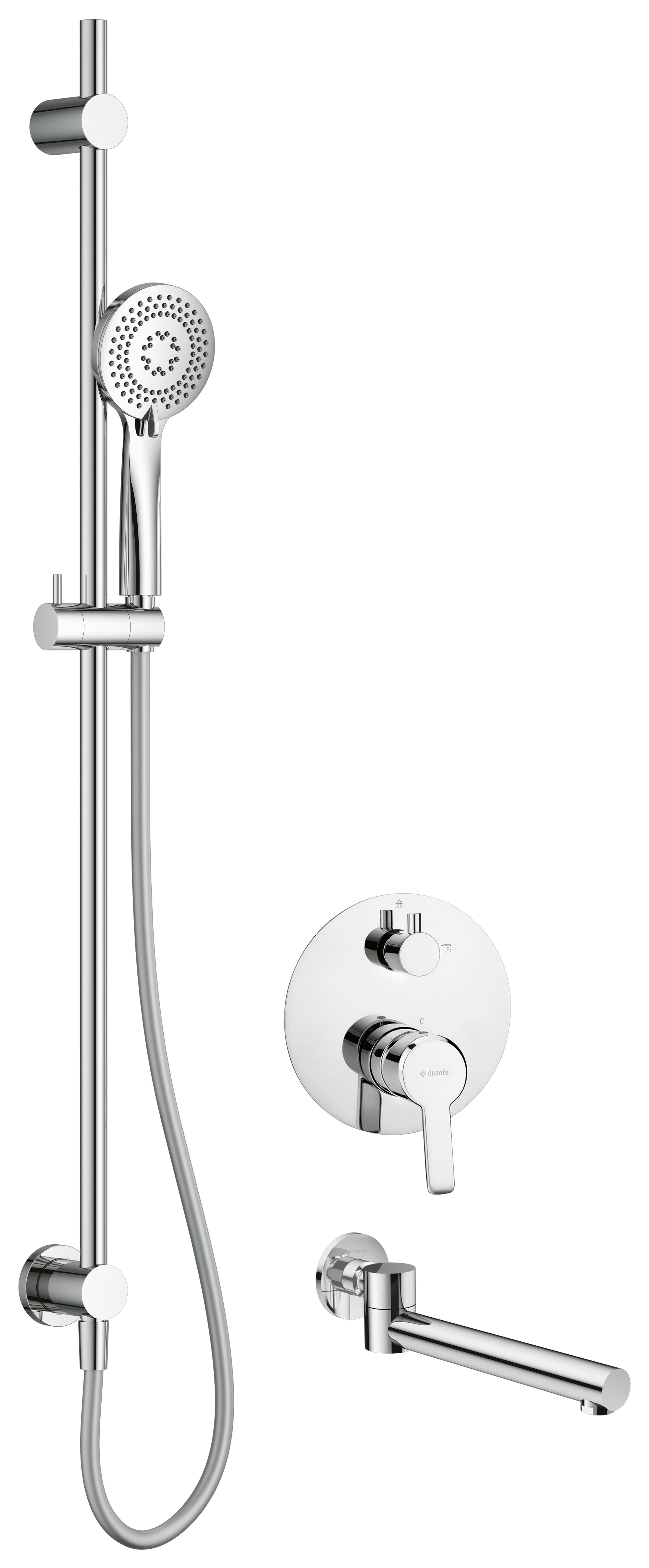 Concealed shower set, with bath spout