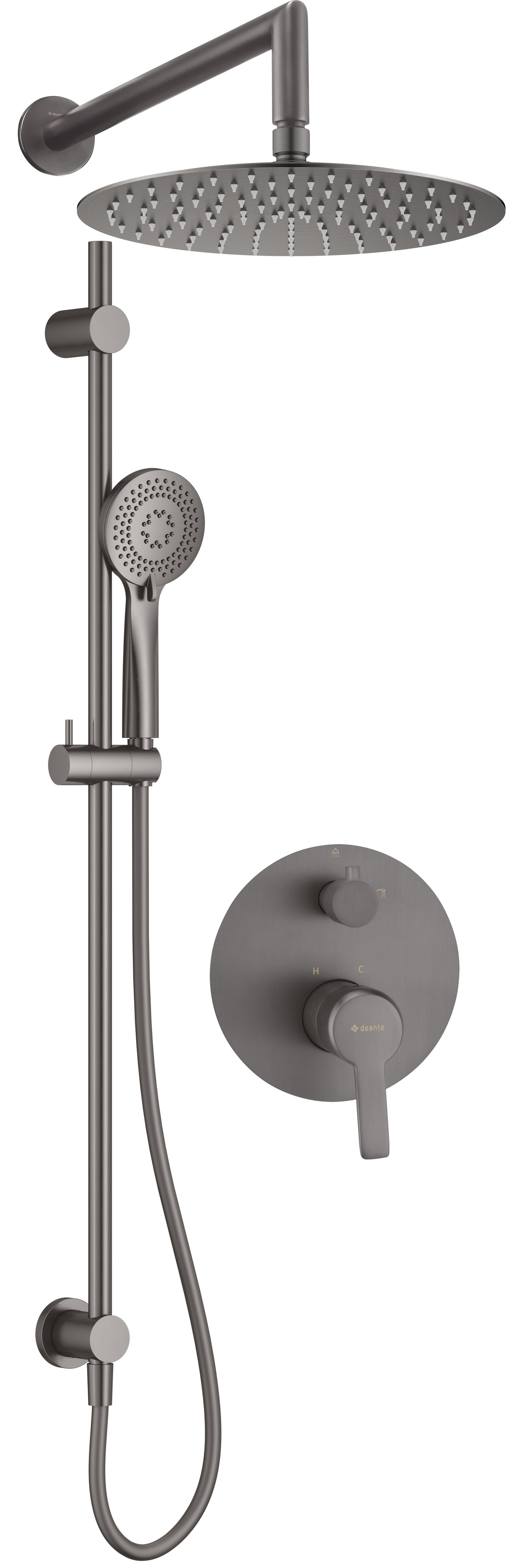 Concealed shower set, with sliding bar - with a shower head