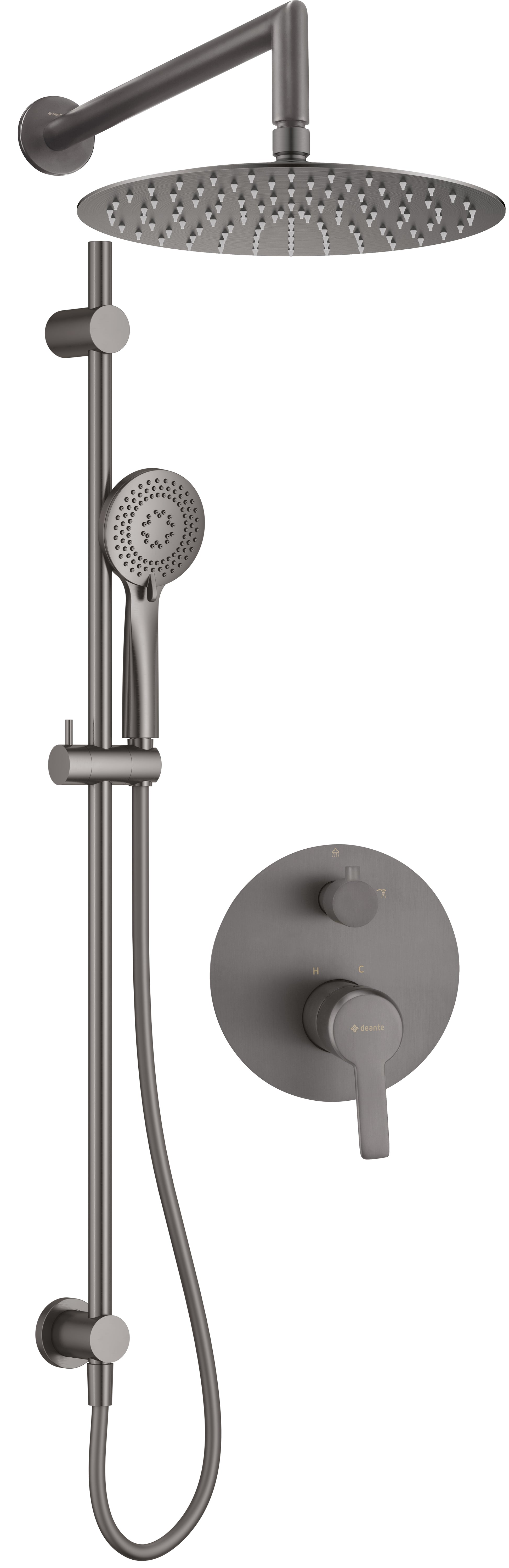 Concealed shower set, with sliding bar - with a shower head