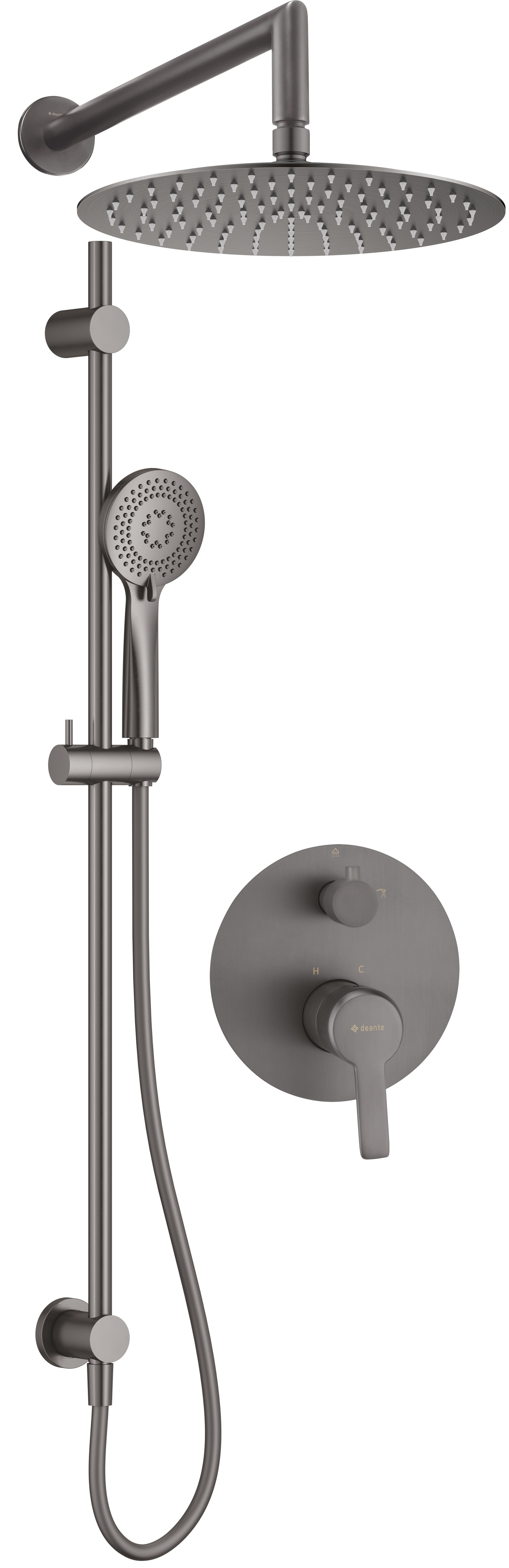 Concealed shower set, with sliding bar - with a shower head