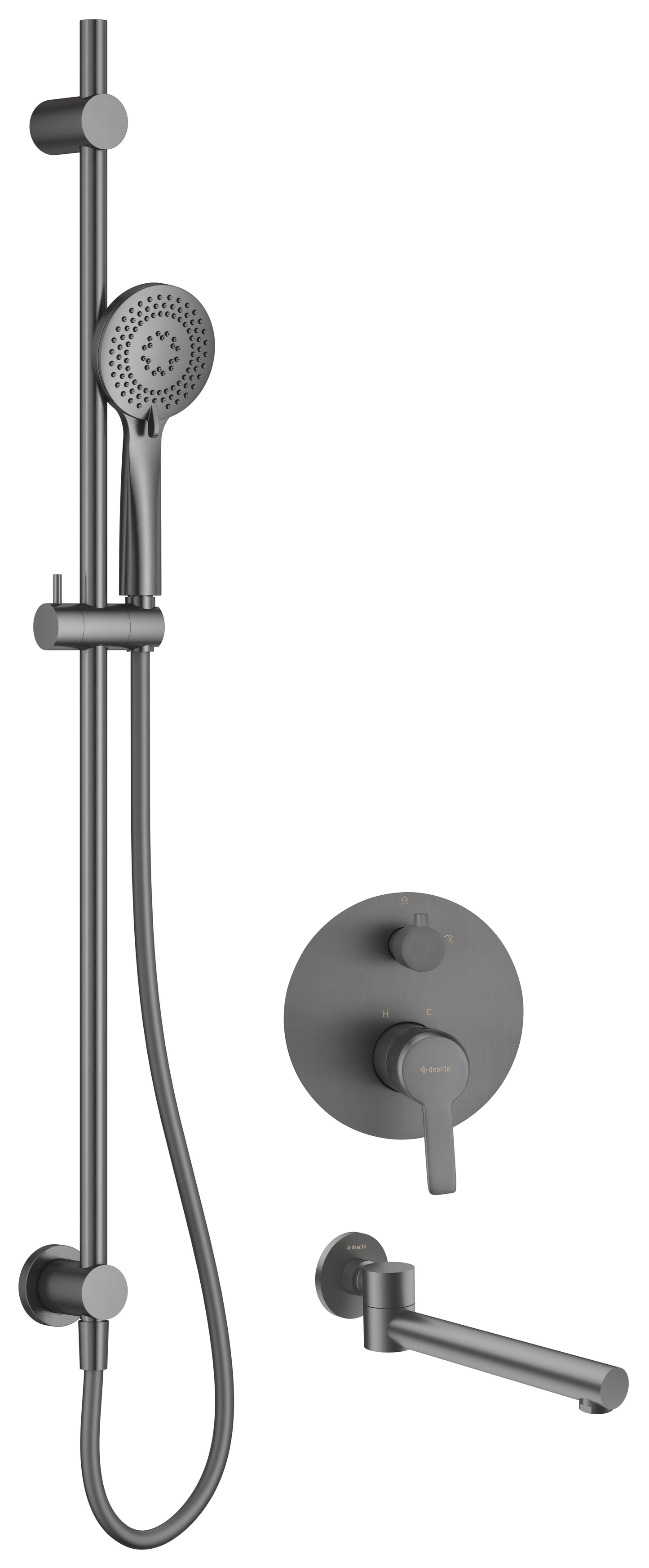 Concealed shower set, with bath spout
