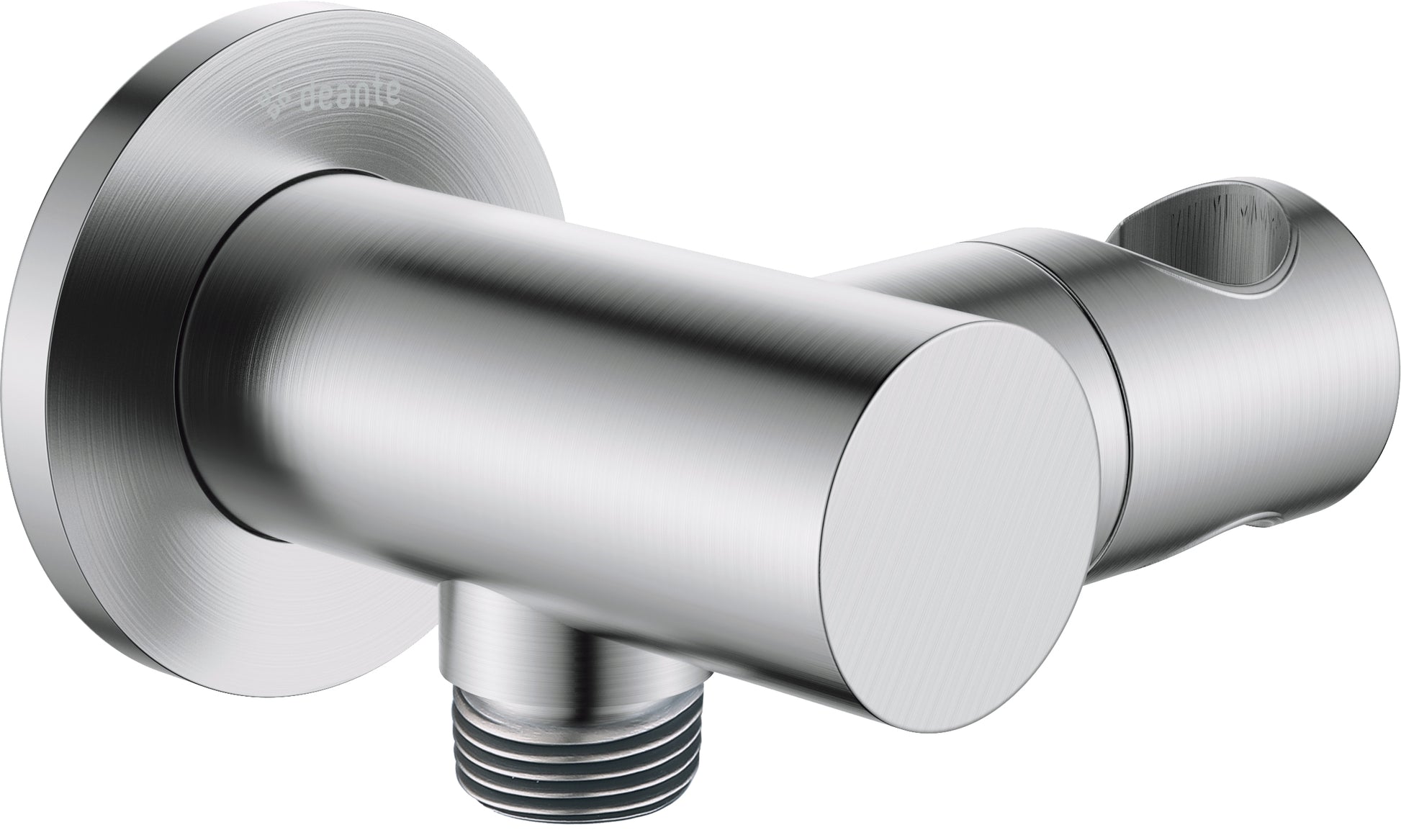 Angled hose connector, round, with hand shower holder