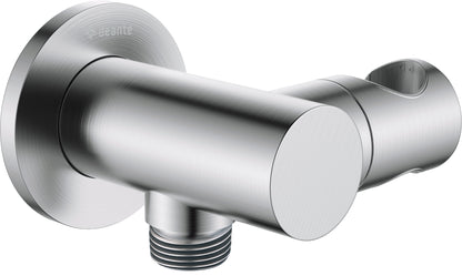 Angled hose connector, round, with hand shower holder