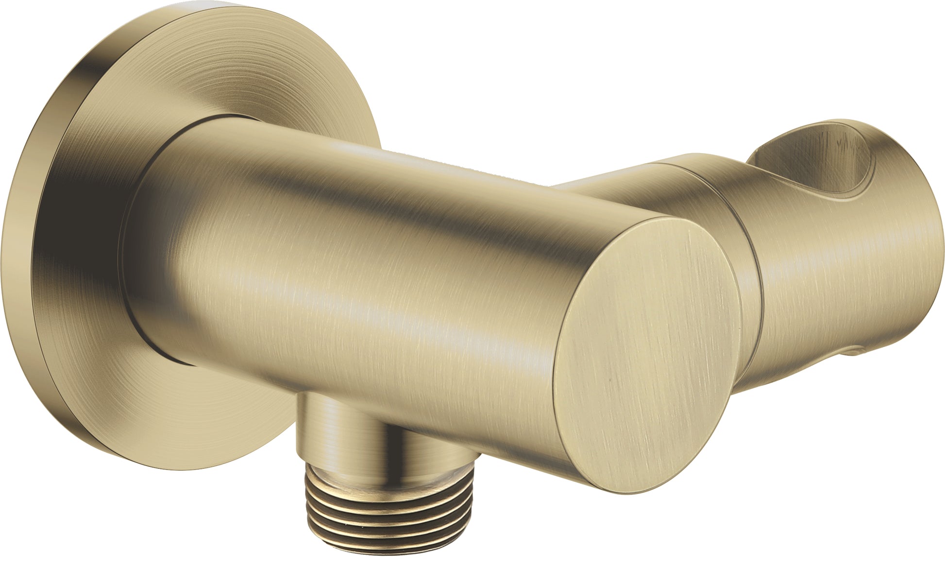 Angled hose connector, round, with hand shower holder