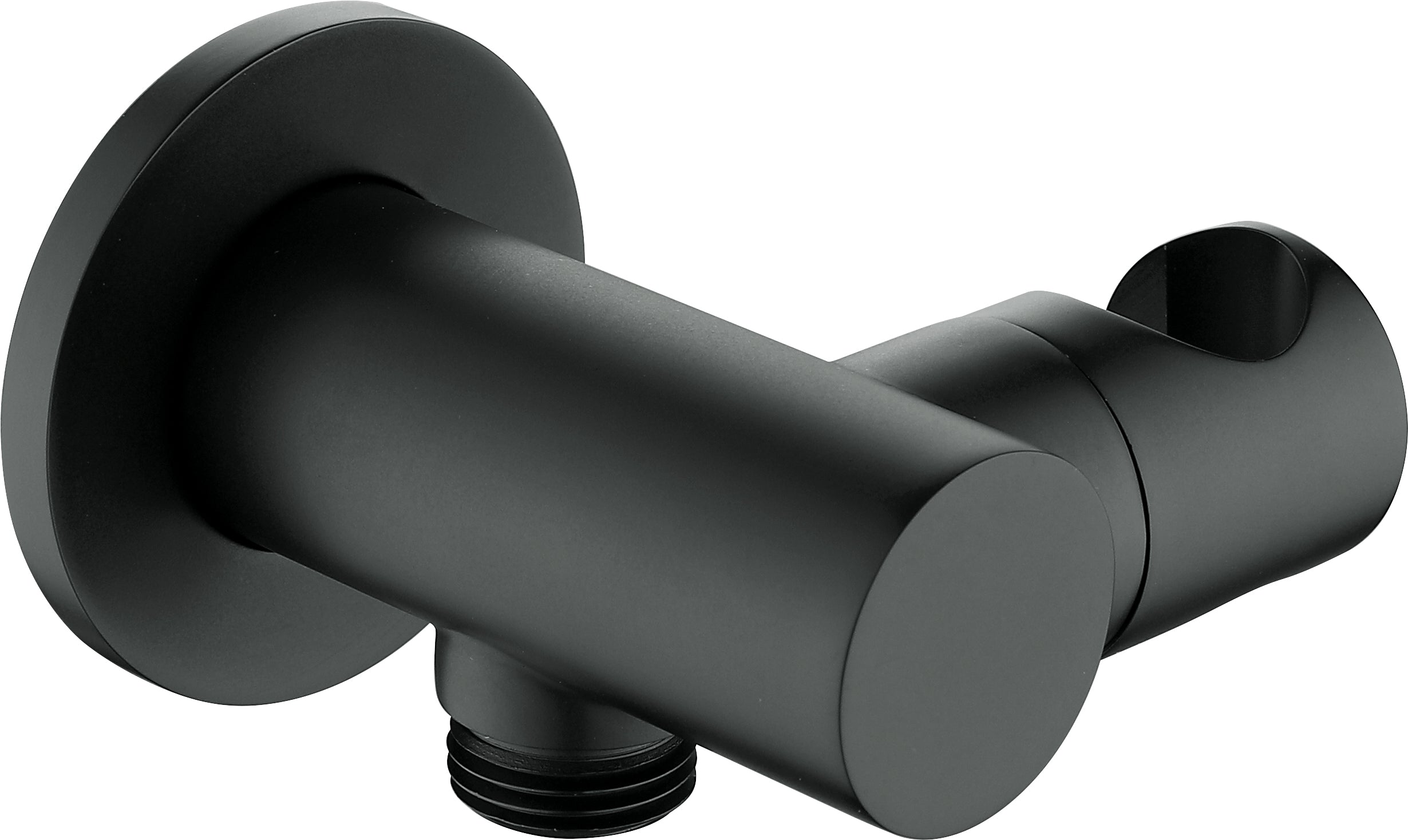 Angled hose connector, round, with hand shower holder