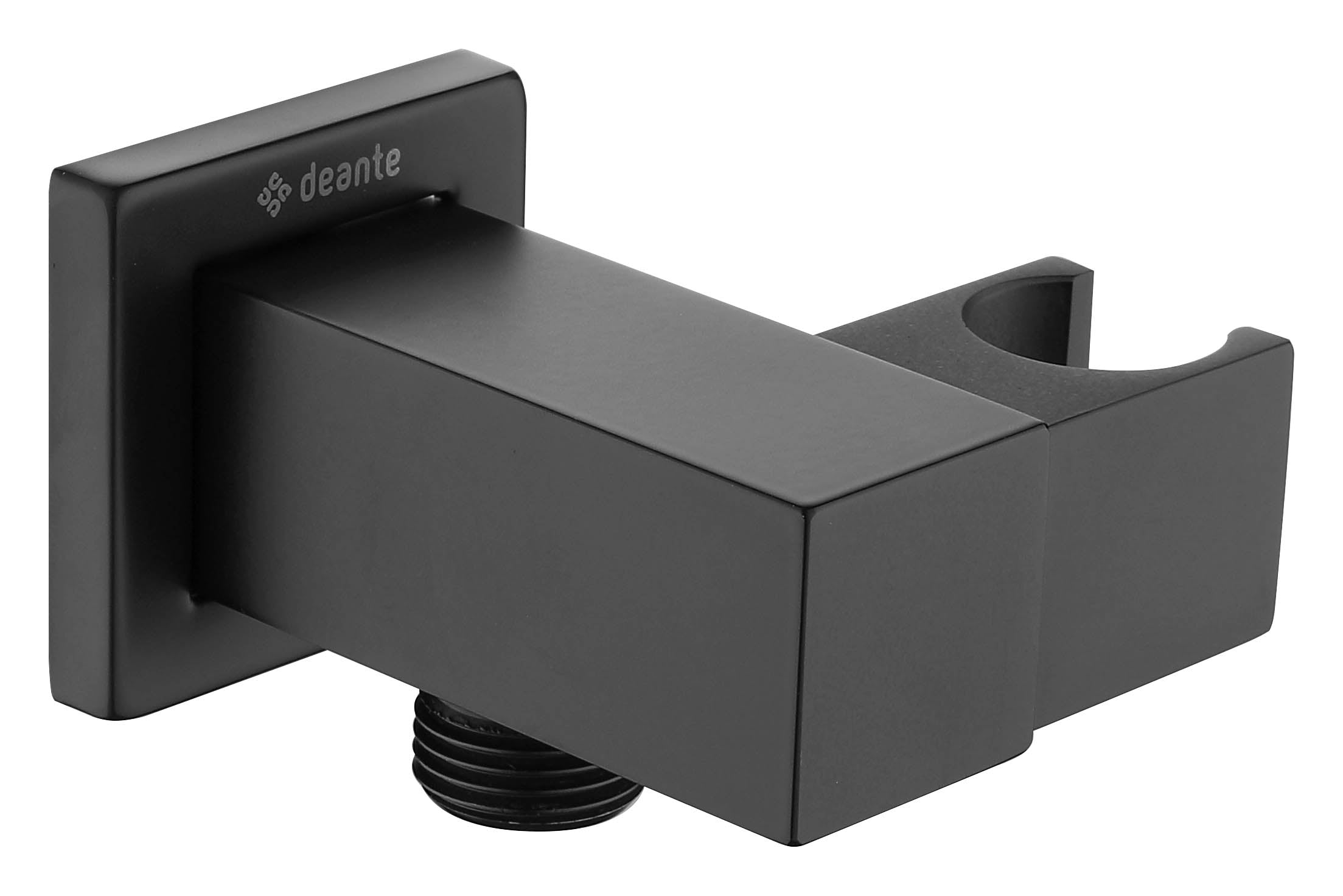 Angled hose connector, square, with hand shower holder