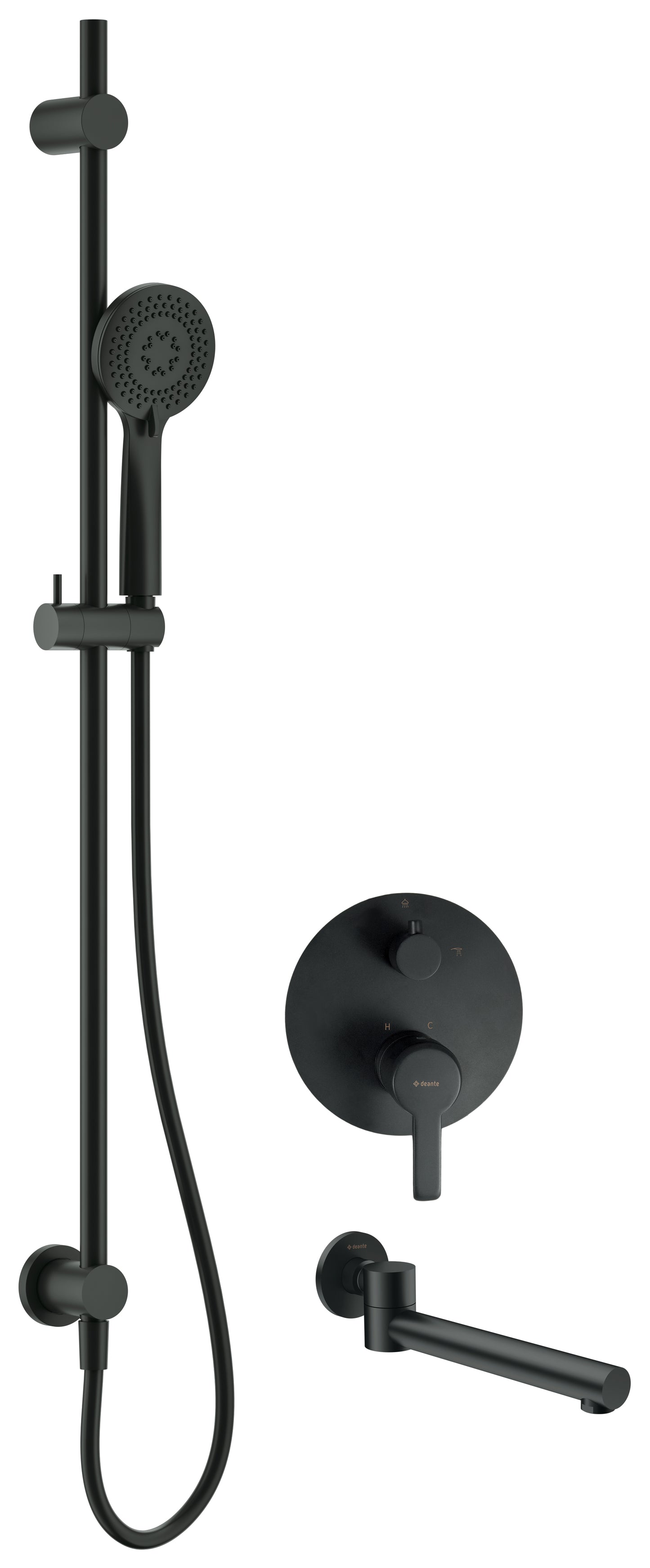 Concealed shower set, with bath spout