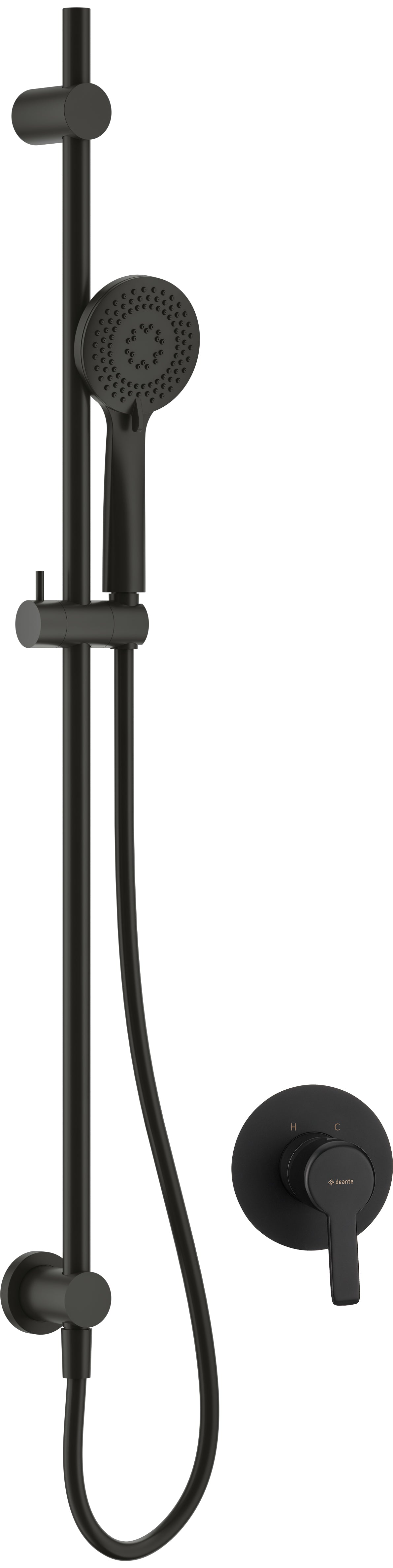 Concealed shower set, with sliding bar