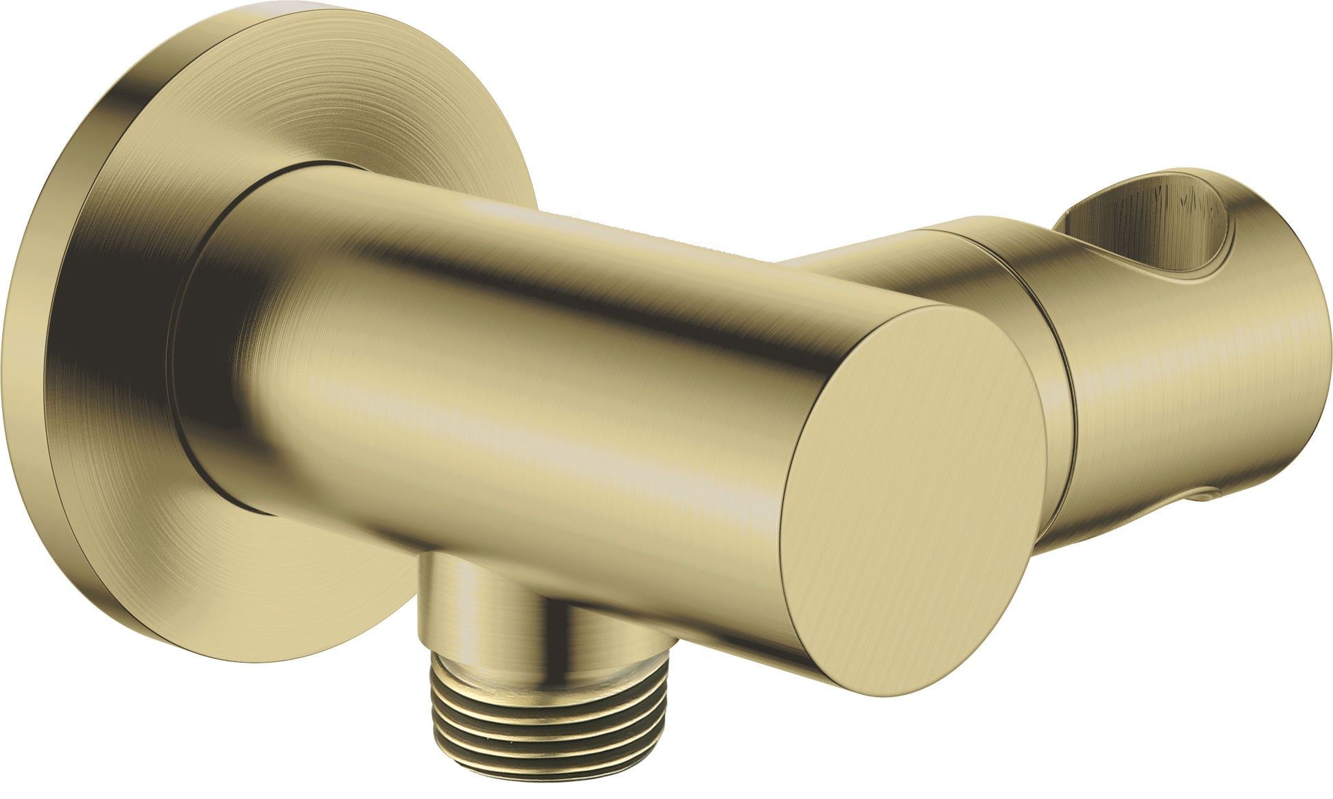 Angled hose connector, round, with hand shower holder