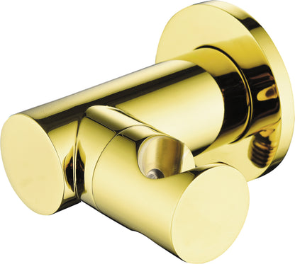 Angled hose connector, round, with hand shower holder