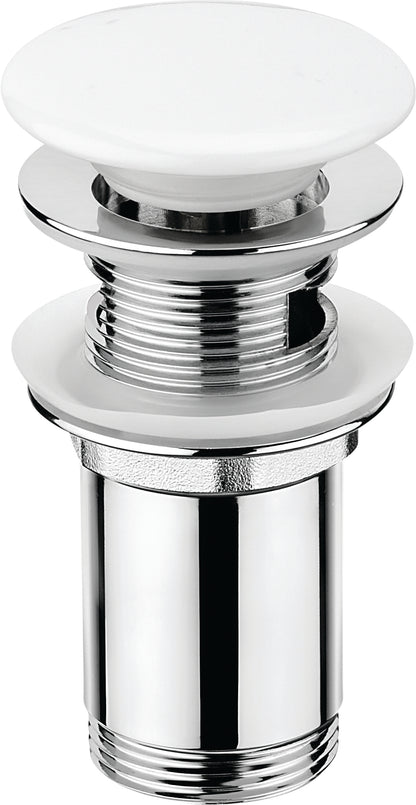 Plug for sink, or bidet, with metal sleeve - ceramic