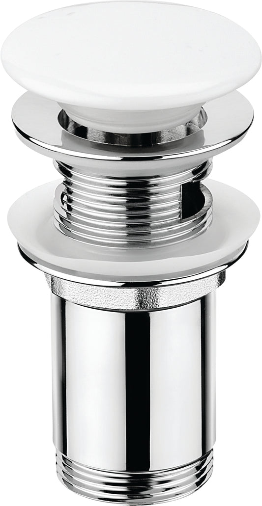 Plug for sink, or bidet, with metal sleeve - ceramic