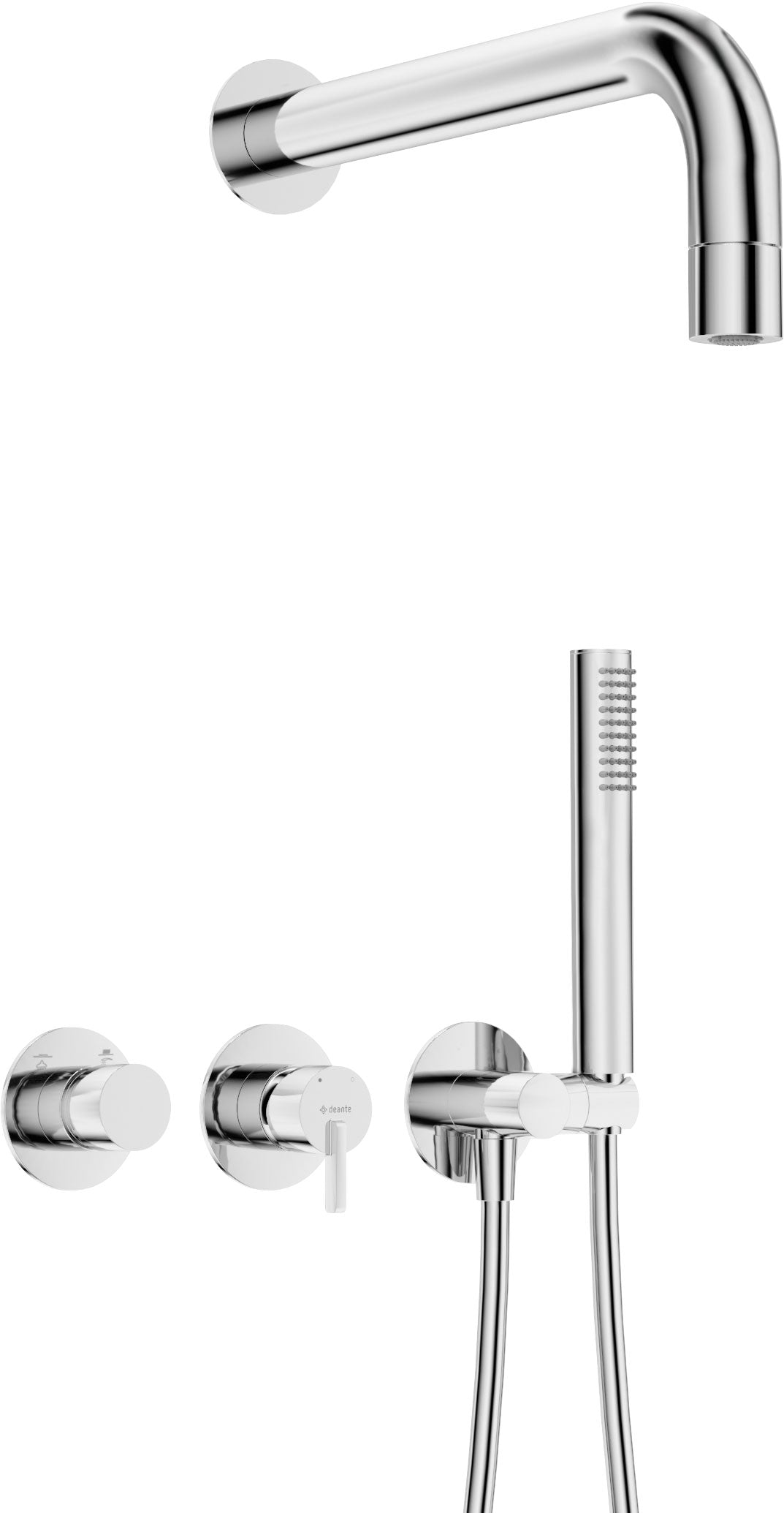 Concealed shower set, with a fixed shower head - with horizontal mixer